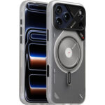 Husa pentru iPhone 17 Pro, Aulumu A17 Frosted, TPU rezistent, Compatibila MagSafe, Efect fosforescent, Protectie Camera, Butoane aluminiu, Racire activa CoolHyper, Protectie premium, Alb/Transparent
