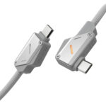 Cablu USB-C la USB-C Aulumu M07 Light Carbon, 200cm, Incarcare rapida 240W PD, Transfer date 10Gbps, Video 4K@60Hz, USB 3.1 Gen 2, Fibra de carbon, Nylon impletit, Indicator LED, Alb