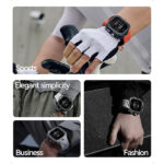 Set Husa si Curea pentru Apple Watch Ultra 1/2/3, Aulumu A01, din Titanium si cauciuc, Rezistenta la socuri, Butoane metalice tactile, Protectie 360°, Banda FKM elastica si durabila, Rezistenta la apa si transpiratie, Design premium, Negru - imagine 4