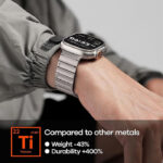 Curea pentru Apple Watch Ultra 1/2/3 49mm, Seria 11/10 46mm, Seria 9/8/7 45mm, Seria 6/5/4/SE 44mm, Aulumu C01 Hi-Per, Aliaj de Titan, Inchidere Magnetica N52, Design Premium, Reglaj Rapid, Negru - imagine 8